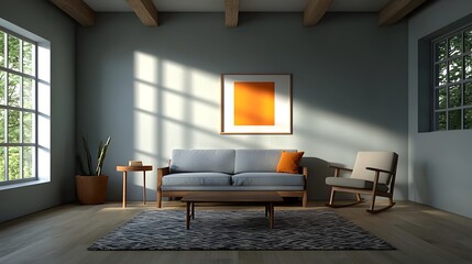 A relaxed and cozy farmhouse inspired living space with rustic touches