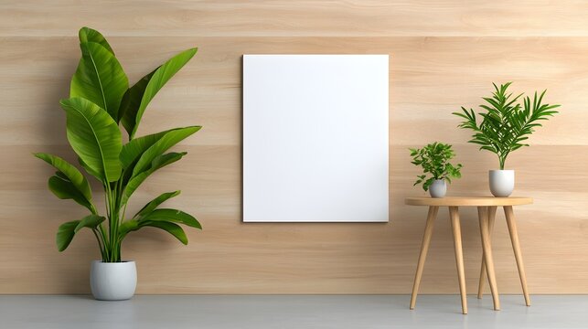 A minimalist workspace with a blank canvas poster  long title A cozy and clutter free minimalist