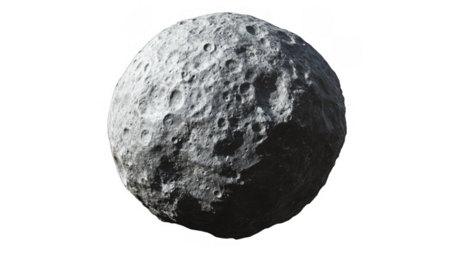 Icy Moon Surface with Craters on a transparent background, PNG image, PNG file.