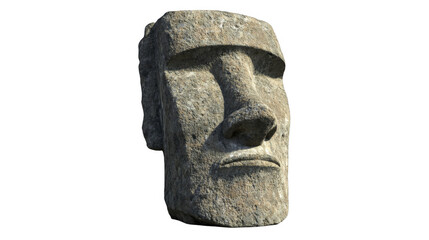 Stone Moai Statue Head with Weathering on a transparent background, PNG image, PNG file.