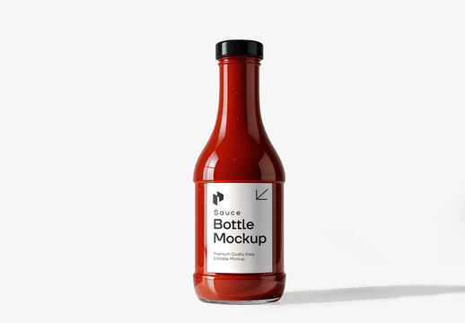 Red Souce Bottle Mockup