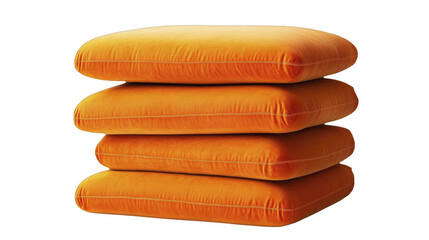 Stacked orange pillows, corduroy texture, on a transparent background, PNG image, PNG file.