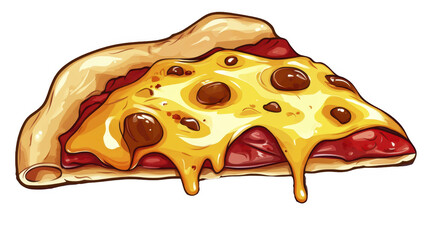 Delicious pizza slice with melting cheese and pepperoni on a transparent background, PNG image, PNG file.