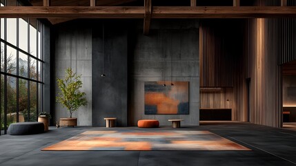 A rustic and inviting farmhouse living space with a harmonious industrial and vintage design