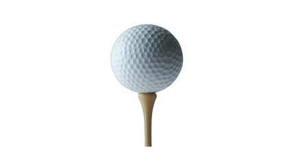 Golf ball placed on a tee on a transparent background, PNG image, PNG file.