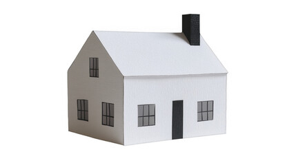 White Miniature House with Chimney on a transparent background, PNG image, PNG file.