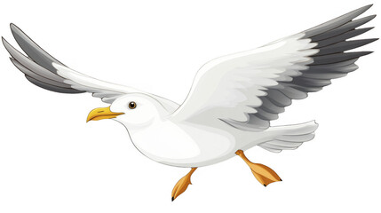 Seagull mid-flight on a transparent background, PNG image, PNG file.