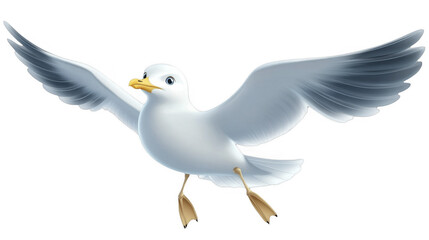 Seagull flying with outstretched wings on a transparent background, PNG image, PNG file.