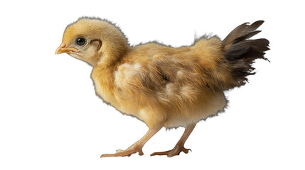 Small light brown chick standing on a transparent background, PNG image, PNG file.
