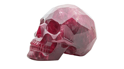 Translucent Ruby Skull with Faceted Cut on a transparent background, PNG image, PNG file