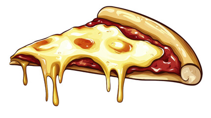 Delicious Slice of Pizza with Dripping Cheese on a transparent background, PNG image, PNG file