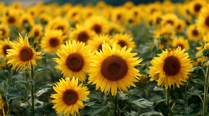 Fototapeta premium closeup of sunflowers, oil culture