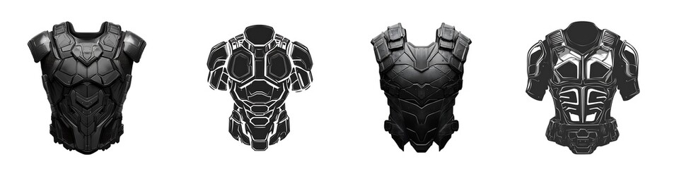 Black warrior armor chest plates for medieval, battle, cosplay and game design
