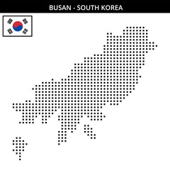 Fototapeta premium Medium square dotted map of busan in South Korea