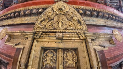 Elaborate Artwork and Sculpted Deities on a Historic Nepalese Temple Jaya Bageswari , Kathmandu 