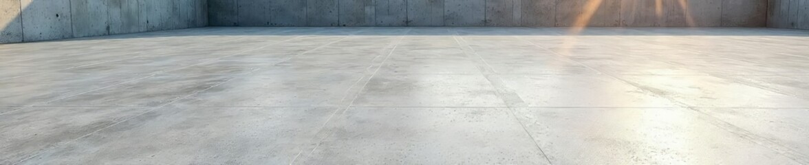 Fototapeta premium A freshly poured concrete slab, smooth and grey, reflecting the sunlight Ready for construction or artistic expression Shows the texture and color beautifully , light, foundation
