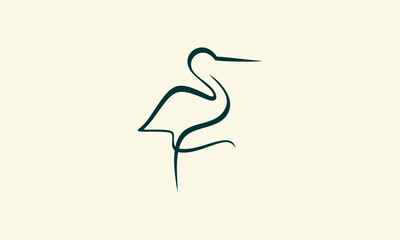 Naklejka premium Heron Line Art Illustration.