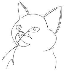 One continuous single drawing line art flat doodle pet, animal, cute, playful, domestic, feline, tabby, kitty. Isolated image hand draw contour on a white background
