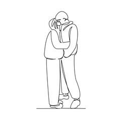 One continuous single drawing line art flat doodle happy, male, love, two, man, couple, romantic, together, relationship. Isolated image hand draw contour on a white background
