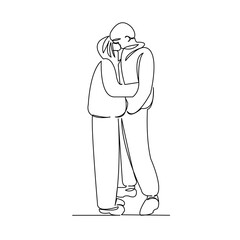 One continuous single drawing line art flat doodle happy, male, love, two, man, couple, romantic, together, relationship. Isolated image hand draw contour on a white background
