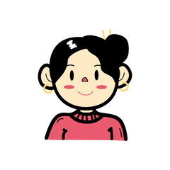 Cute Pretty Fashionable Women as a Young Mother Cartoon Illustration Character