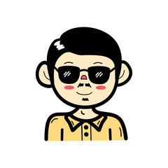 Cute Stylish Man as a Young Father Wearing Sunglasses Cartoon Illustration Character