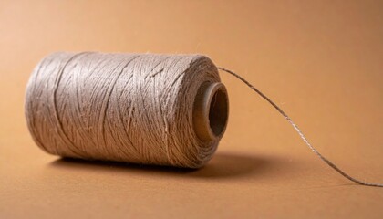 Spool of thread on brown background