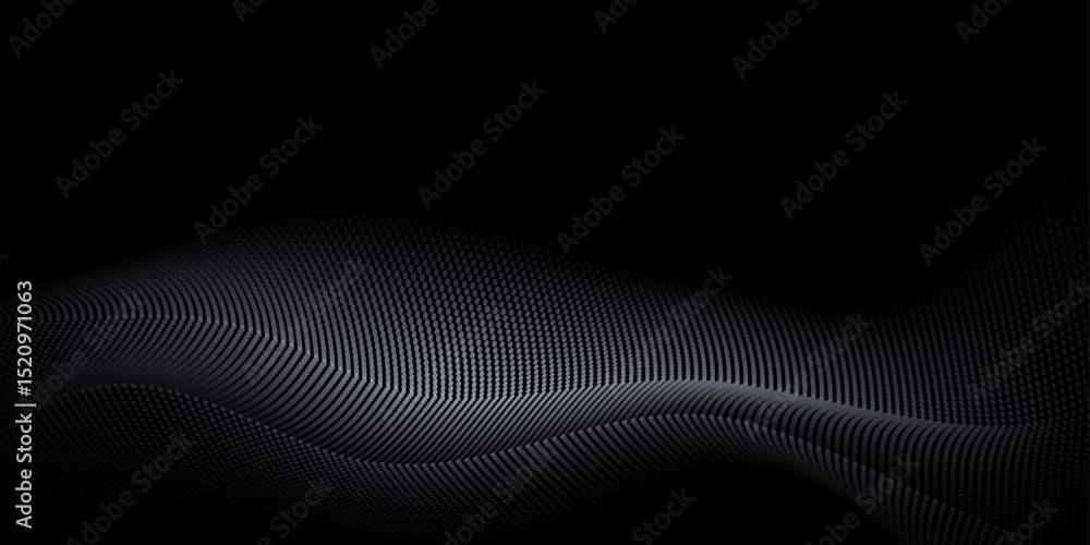 Fototapete Vector abstract motion, smooth, soft wave line pattern and dot particle. Curve and fluid shape on black background. Illustration modern graphic design for luxury wallpaper or futuristic, technology