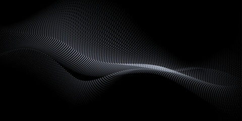 Vector abstract motion, smooth, soft wave line pattern and dot particle. Curve and fluid shape on black background. Illustration modern graphic design for luxury wallpaper or futuristic, technology