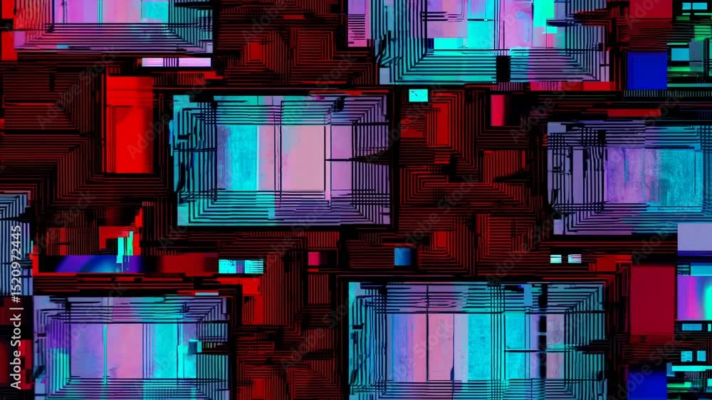Poster abstract digital glitch background with vibrant colors and patterns