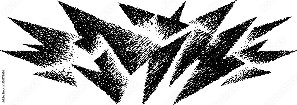 Poster engraved abstract design featuring jagged and broken line patterns for artistic concepts