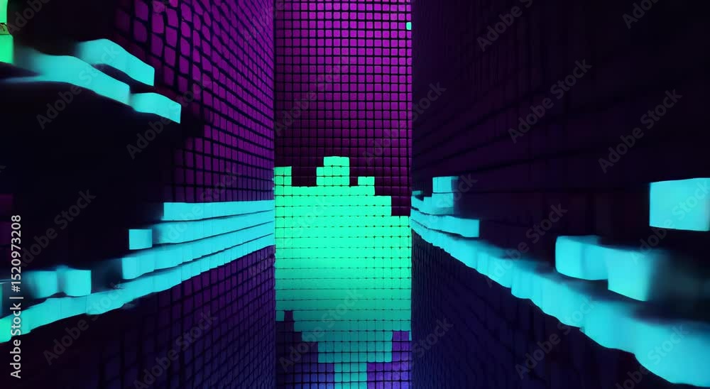 Poster abstract digital glitch background with vibrant colors and patterns