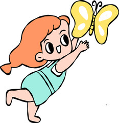girl with flowers cartoon summer element 