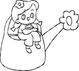 girl with flowers cartoon summer element 
