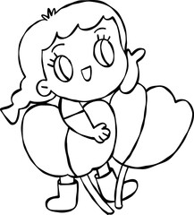 girl with flowers cartoon summer element 
