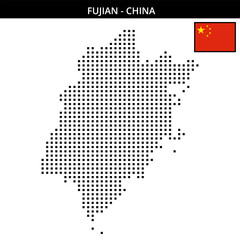 Fototapeta premium Medium square dotted map of fujian in China