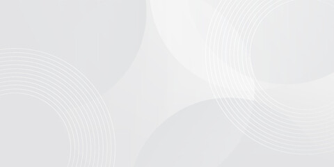 White geometric abstract background overlap layer on bright space with lines effect decoration. Modern graphic design element circles style concept for banner.