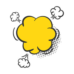 png shouting comic banner with boom bubble message white balloon pow vector style blank explosion halftone surprise talking screaming graphic humor retro shadow communication design element

