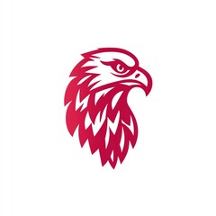 Obraz premium Majestic Crimson Hawk Head Profile, a striking vector graphic logo design with a fierce and powerful presence. Clean lines define this elegant bird.