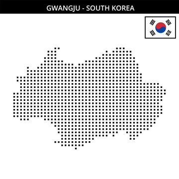 Medium square dotted map of gwangju in South Korea