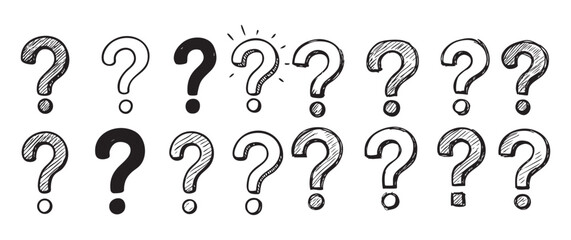 question mark icon set marker sketch doodle vector lines