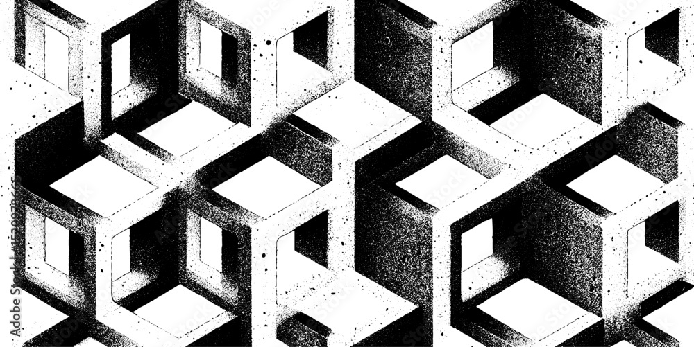 Poster intricate geometric pattern of repetitive windows for design and decor concepts