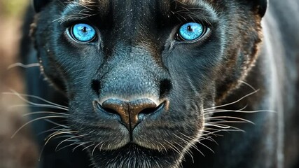 Majestic Black Panther with Striking Blue Eyes - Powered by Adobe