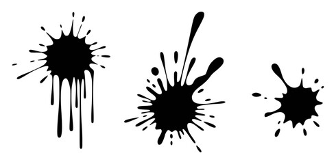 Black ink splatters isolated on white background