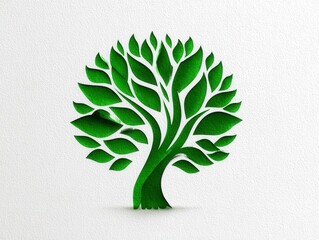 Unique green tree design featuring intricate leaf patterns, perfect for nature-themed projects or eco-friendly designs