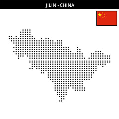 Obraz premium Medium square dotted map of Jilin in China