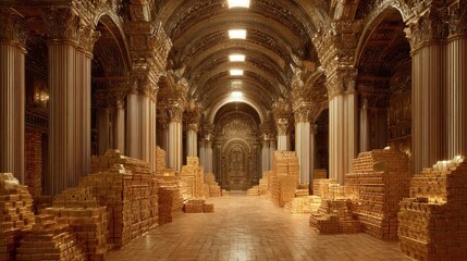 Obraz premium Golden storage hallway interior