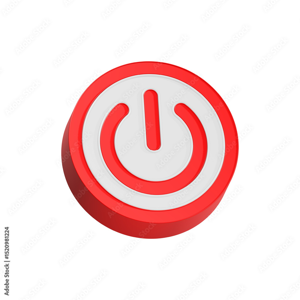 Poster power button 3d rendering icon red color