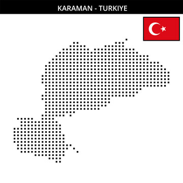 Medium square dotted map of karaman in Turkiye