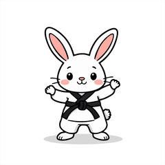 Illustration Art of Cute Karate Rabbit Character
